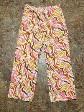 Rue21 Wide-Leg Swirl Pants in Pink, Yellow & Brown